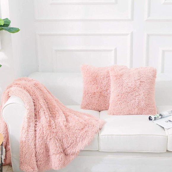 Luxury Soft Faux Fur Fleece Cushion Cover Dorm/Bed/Sofa Decorative Throw Pillow - Picture 2 of 7